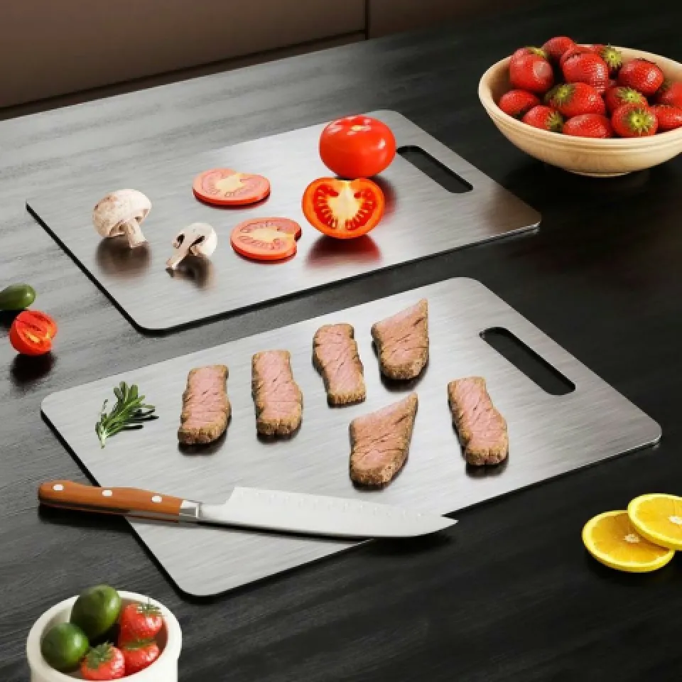 Katori titanium cutting boards on a kitchen counter
